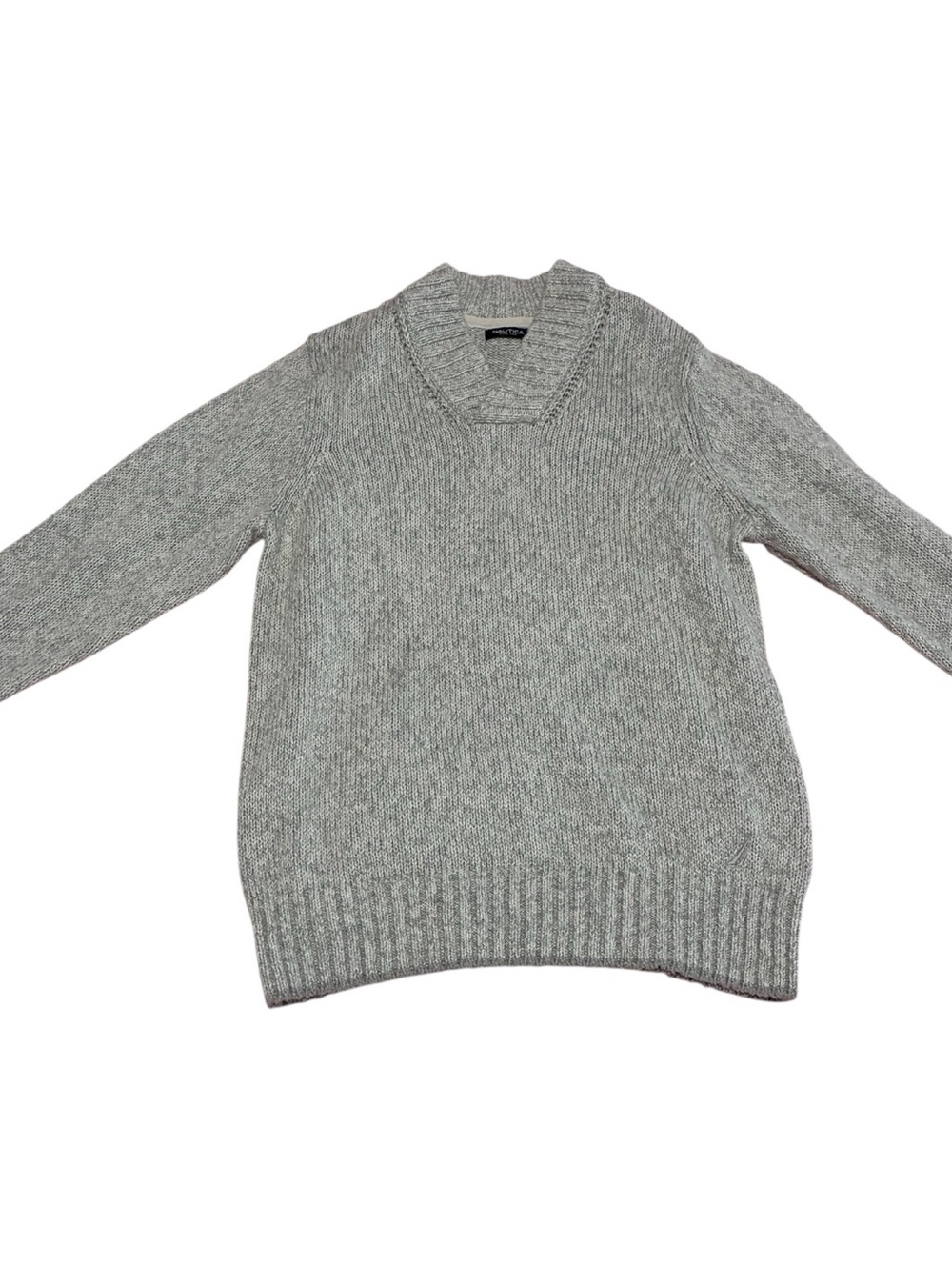 Nautica Light Gray Knit Crew Sweater